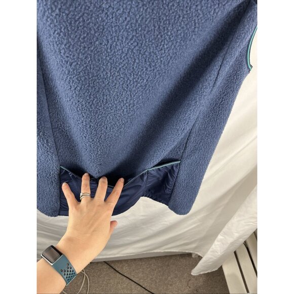 Peppermint Cycling Dark Blue & Green Puffer Down & Fleece Vest Women's Size L - Picture 7 of 13